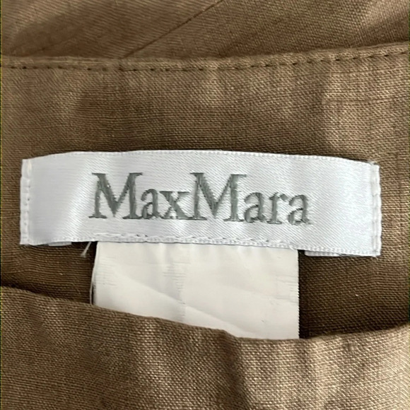 Max Mara 100% Linen Wide Leg Side Zip Trouser Pants in Camel - Size 8 - Picture 6 of 11